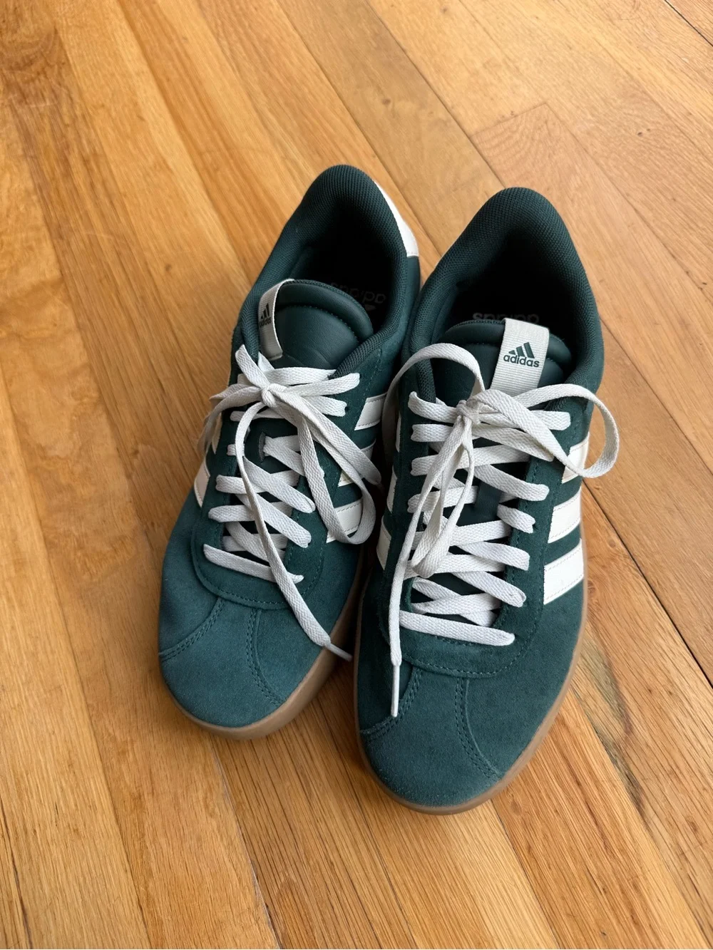 adidas Women’s Green Samba-Style Suede Sneakers with White Stripes